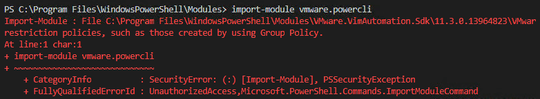 Error when running Import-Module