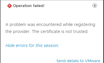 Cannot add 3PAR storage provider because of certification error